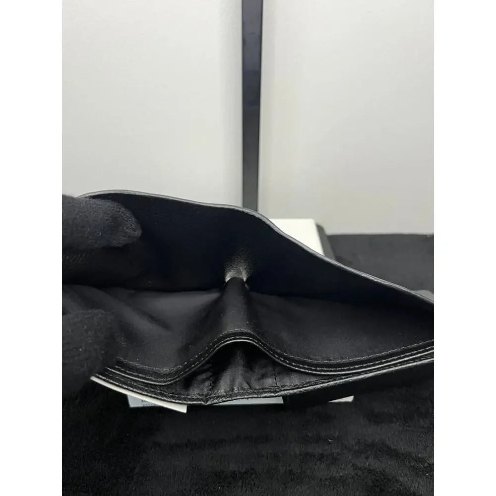 Versace Collection Black Pebbled Leather Bifold Wallet Medusa Auth Box